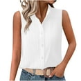 thumbnail image 1 of Lenpel Women's Sleeveless Button down Shirts Trendy Summer Solid Color Textured Collared Blouses Casual Tank Tops, 1 of 7