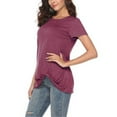 thumbnail image 3 of FAMITION Casual Cute Short Sleeve T Shirts for Women Summer Twist Knotted Blouse Tunic Tops, 3 of 9