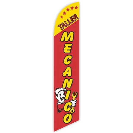 Cobb Promo Taller Mecanico Red Advertising Feather Flag 12ft - Replacement Flag Only Without Poleset
