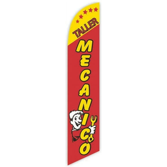 Cobb Promo Taller Mecanico Red Advertising Feather Flag 12ft - Replacement Flag Only Without Poleset