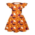 thumbnail image 4 of Grblisyd Girls Dress Halloween Pumpkin Ghost Print Flutter Sleeve A Line Dresses Casual Crew Neck Swing Dress for Girl 10-12Y, 4 of 4