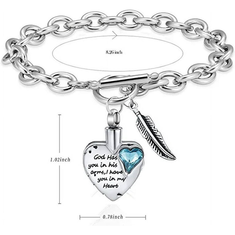 Cremation Jewelry Angel Wing Heart Urn Bracelet for Ashes for
