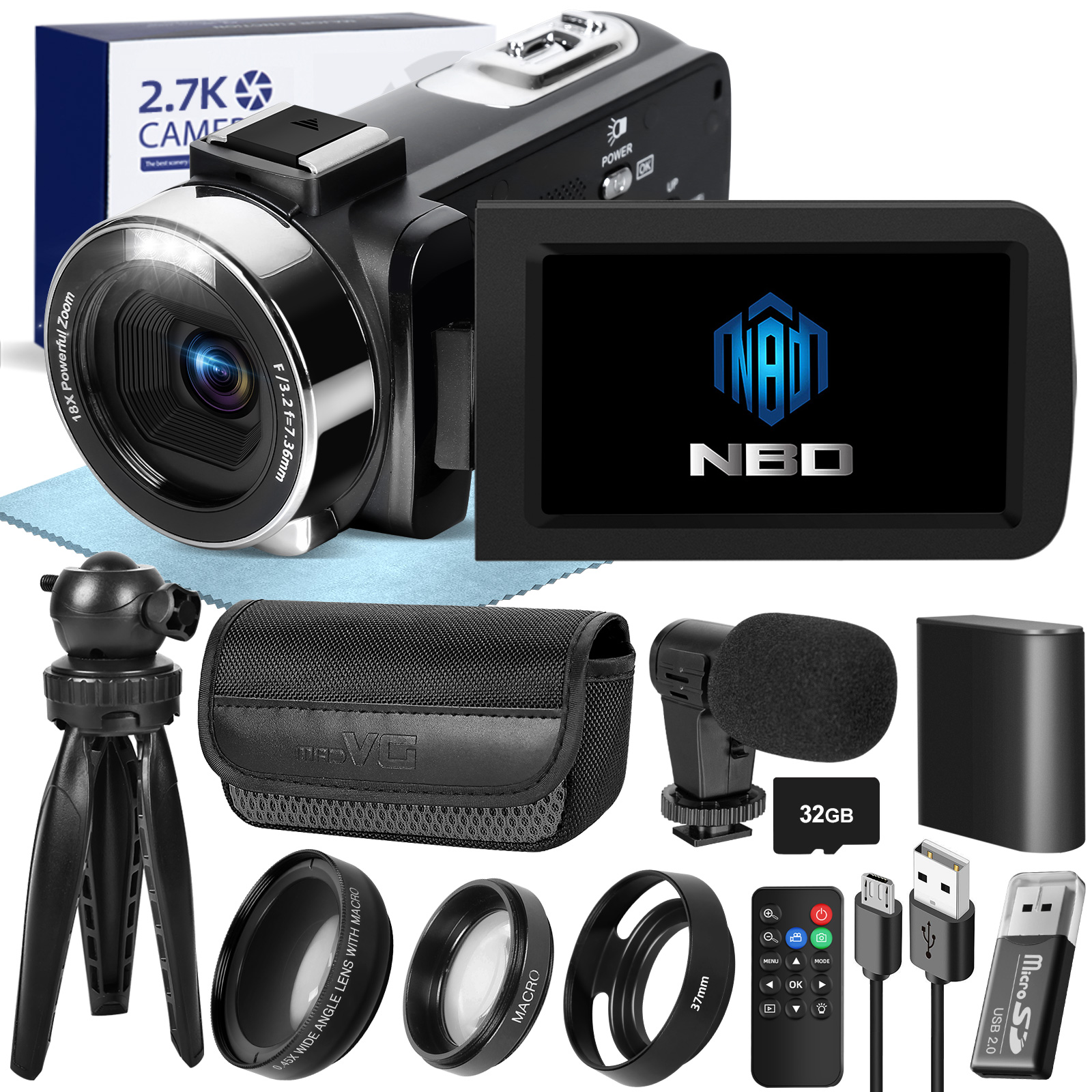 NBD Video Camera 2.7K Ultra HD 42MP Youtube Vlogging Camera 3.0” Camcorder with Remote Control