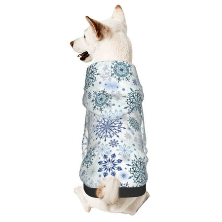 Haiem Retro ice blue snowflakes for Winter Dog Hoodie Sweatshirts with Pockets Warm Dog Clothes for Small Dogs Chihuahua-Small
