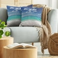 thumbnail image 5 of Ambesonne Tropical Throw Pillow Cover 2 Pack, Summer Beach Coast, 16", Blue Turquoise White, 5 of 7