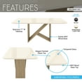 thumbnail image 3 of Elegant Painted Glass Dining Table for 6, Italian-Style 6-Seater Dining Table with Tempered Glass Top and Elegant Wood Base, Modern and Sophisticated Design for Dining Rooms, Warm Beige and Light Oak, 3 of 11