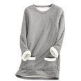 thumbnail image 2 of Fanxing Women's Sherpa Lined Sweatshirt 2025 Winter Warm Loose Plush Pullover Fuzzy Fleece Thermal Tops Crewneck Long Sleeve Lounge Top Gray,XXXL, 2 of 5