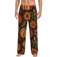 thumbnail image 2 of Lsque Autumn Pumpkin Leaves Print Men's Pajama Pants, Lounge Pant - Comfortable Home Wear,Elastic Waistband, Stylish Design-Large, 2 of 9