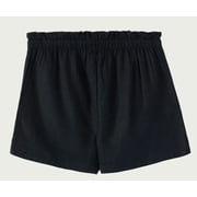 HANG TEN Women's Linen Blend Summer Shorts - Lightweight Casual Elastic Waist Shorts with Pockets - Relaxed Fit (Black, XX-Large)
