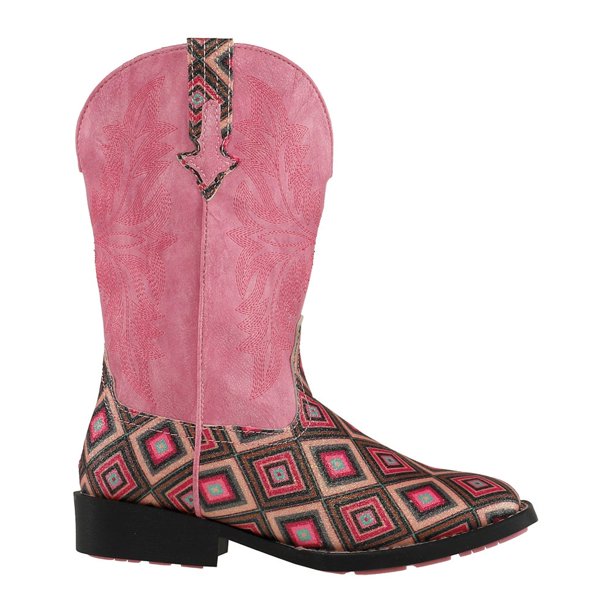 Roper Roper Kids Girls Glitter Gal Geometric Square Toe Western