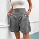 thumbnail image 1 of MKLEKYY Pantalones Cortos De Mujer Con Cintura Elástica Y Pierna Ancha Para Mujer, Pantalones Cortos De Trabajo Lisos Con Volantes Y Bolsillos, 1 of 4