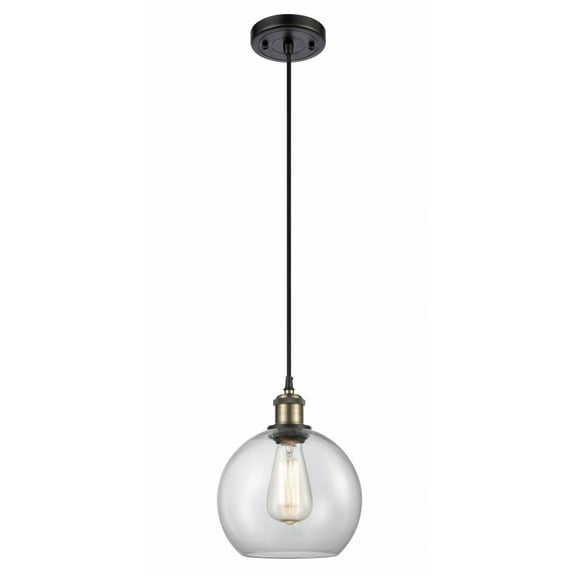 516-1P-BAB-G122-8-Innovations Lighting-Athens - 1 Light Mini Pendant In Industrial Style-10 Inches Tall and 8 Inches Wide-Black Antique Brass