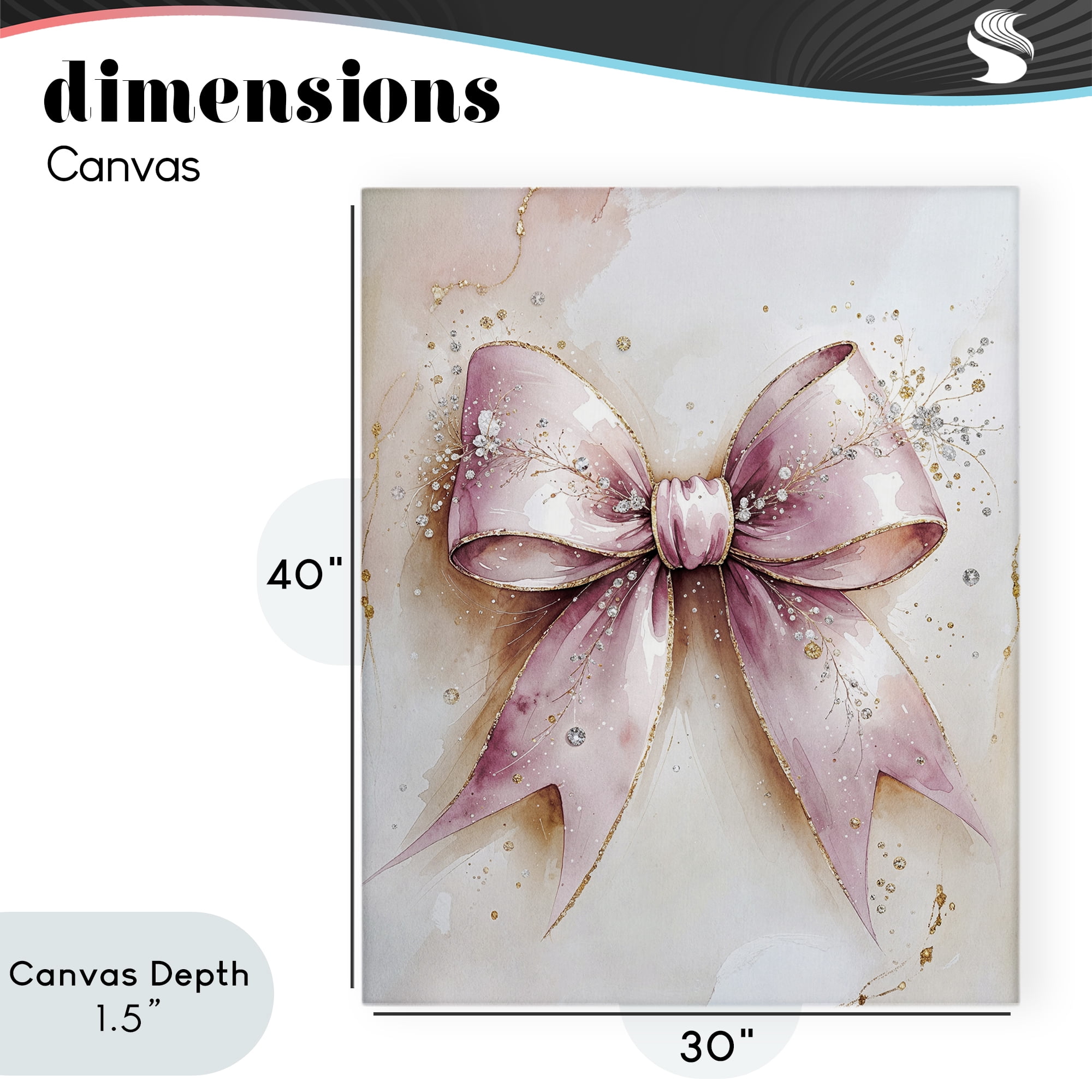 Stupell Industries Glamorous Blush Pink Bow Canvas Wall Art, design by Nataly White