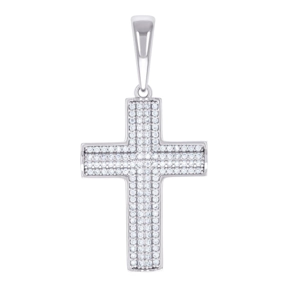 925 Sterling Silver Mens 0.74ct Moissanite Cross Religious Charm Pendant 42.4x21mm Wide Necklace for Men