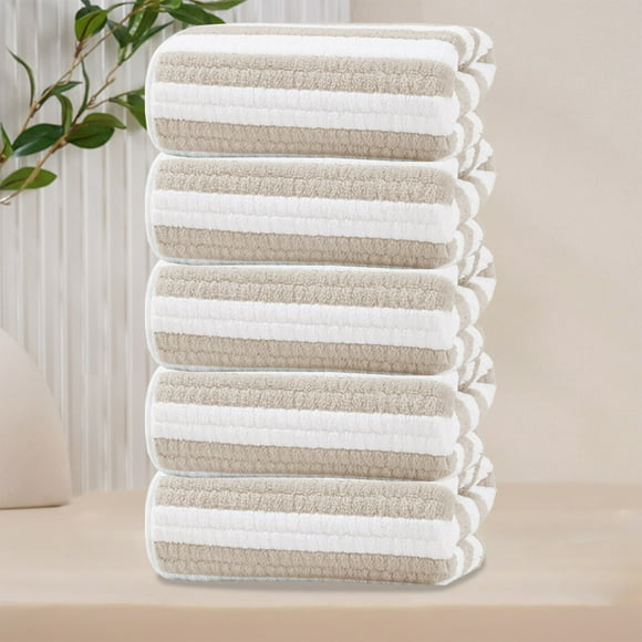 Toalla Facial de Franela a Rayas de Terciopelo, Absorbente y de Secado Rápido. Toalla Grande, Imprescindible para El Hogar y Los Viajes. Súper Suave.
