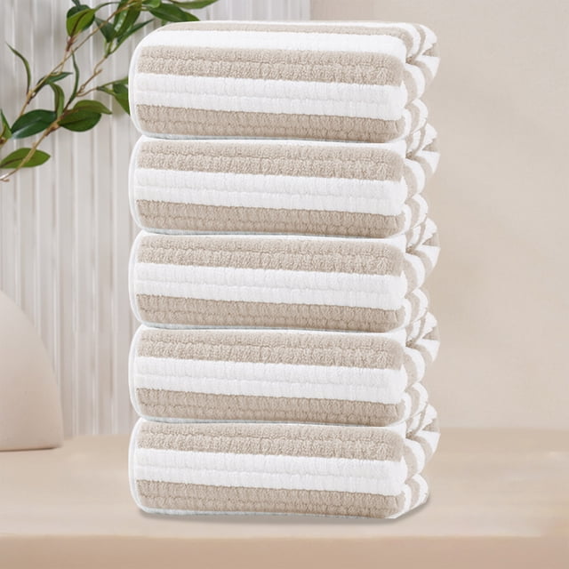Toalla Facial de Franela a Rayas de Terciopelo, Absorbente y de Secado Rápido. Toalla Grande, Imprescindible para El Hogar y Los Viajes. Súper Suave.