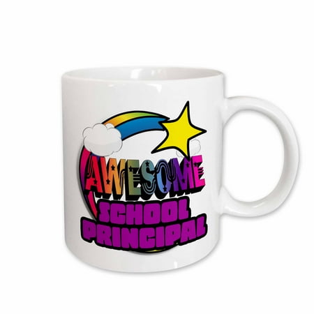 

3dRose Shooting Star Rainbow Awesome School Principle Ceramic Mug 11-ounce