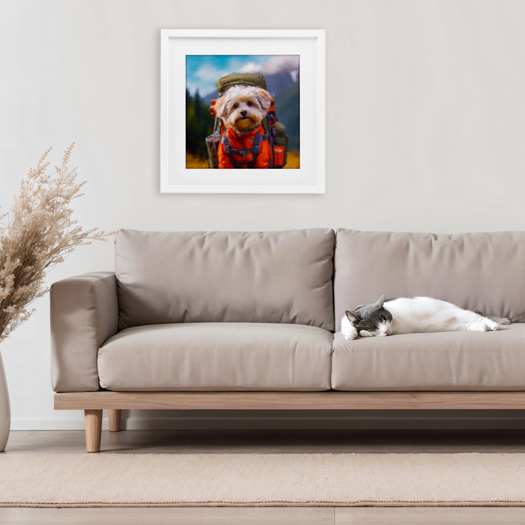 Stupell Industries Adventuring Hiker Dog White Framed Print Under Glass, design by Sean Parnell