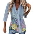 thumbnail image 1 of CEHVOM Chemise Décontractée à Manches Longues pour Femmes, Imprimé Floral Irrégulier, 1 of 5