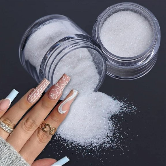 2Jars 0.2mm Shimmer White Rainbow White Iridescent Ultra Fine Glitter Dust Glitter Fine Holographic Ultra Fine Glitter - Iridescent Glitter Accessories Diamond Nails Snow (White)