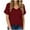 Wine, variant on Viadha Women Tops and Blouses Women's Solid Short Sleeve V-Neck Casual Pockets Tee Tops T Shirt Womens T Shirts