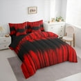 thumbnail image 3 of Homewish Abstract Geometric Striped 7 Pieces Bedding Comforter Set,Line Pattern Full Bedding Set,Red Black Fitted Sheet Flat Sheet For Kids,Super Cozy Room Decor Reversible, 3 of 8