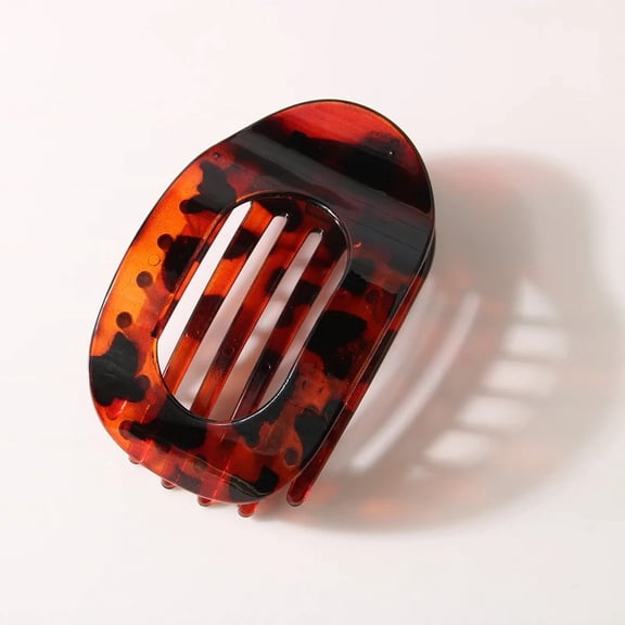 Oval Flat Hair Clips for Women, Leopard Print Large Round French Acrylic Hair Claw Clips, Non-Slip Hair Accessories Suitable for Lying Down