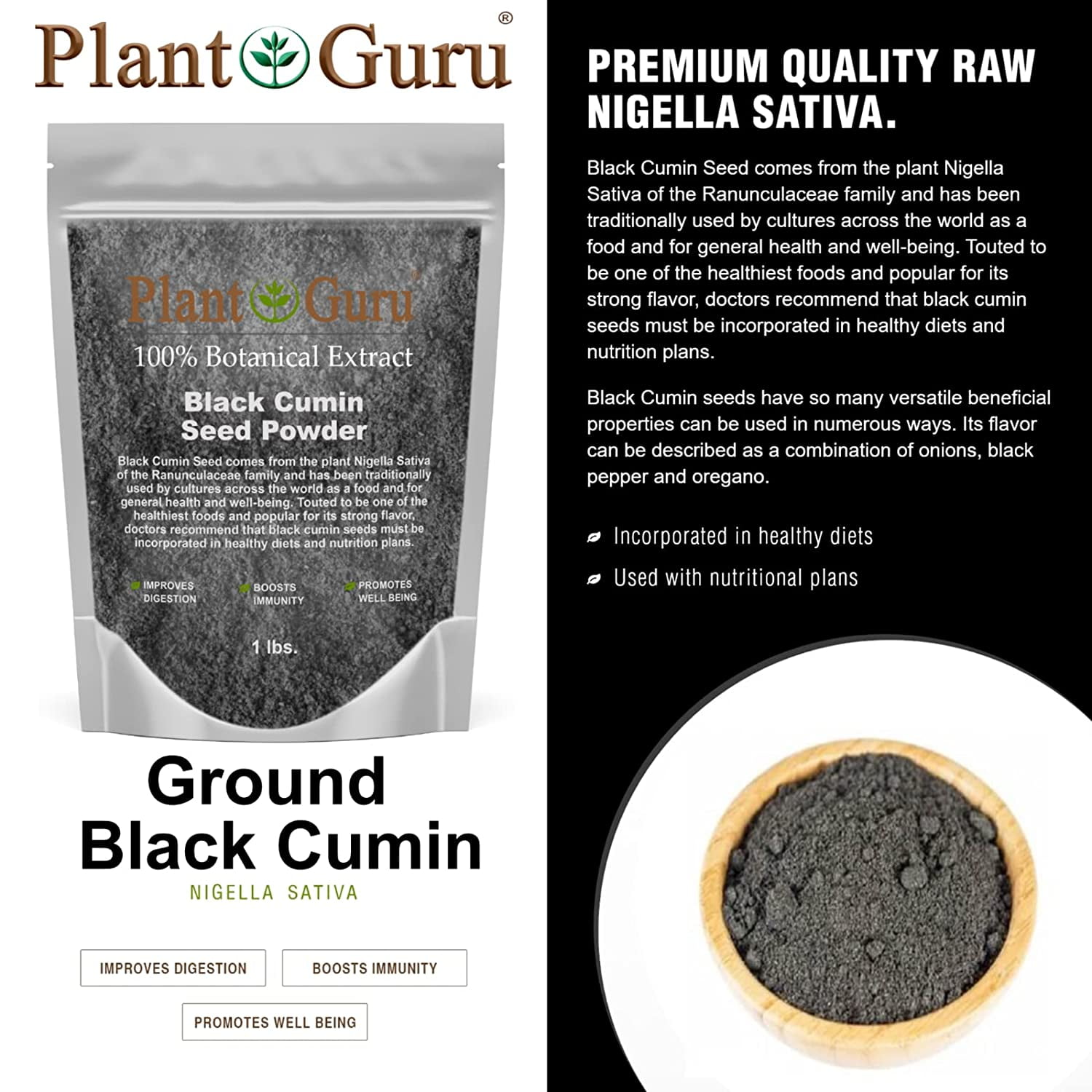 Black Cumin Seed Powder Ground 2 lbs. Bulk - Nigella Sativa - Kalonji 100% Pure Natural Herb Spice.