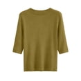 thumbnail image 3 of Lmnyox Summer T Shirt for Women Solid Color Half Sleeve Round Neck Tee Shirt Trendy Loose Ribbed Knit Basic Tops, 3 of 7