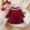 thumbnail image 4 of Elainilye Fashion Baby Girl Dress Doll Collar Long Sleeve Pleated Dress Corduroy Dress, Size 3-18 Months, 4 of 7