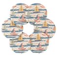 thumbnail image 7 of Yayeee 6 PCS Drink Coasters with Holder Set Woven Absorbent Round Tabletop Hot Pad, White Hand Drawn Sailboats, 7 of 7