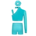 thumbnail image 3 of TiaoBug Gymnastics Leotard for Girls 3 Piece Crop Top with Shorts Dance Outfit Tumbling Activewear Sets Blue Green 12, 3 of 4