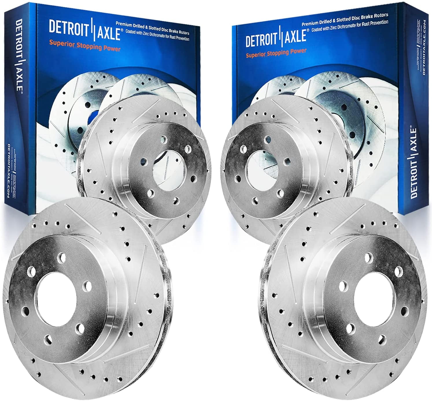 Detroit Axle - Front And Rear Drilled And Slotted Rotors Replacement for  Cadillac SRX Saab 9-4X Automotive Replacement Brake System Parts Brake  Rotors