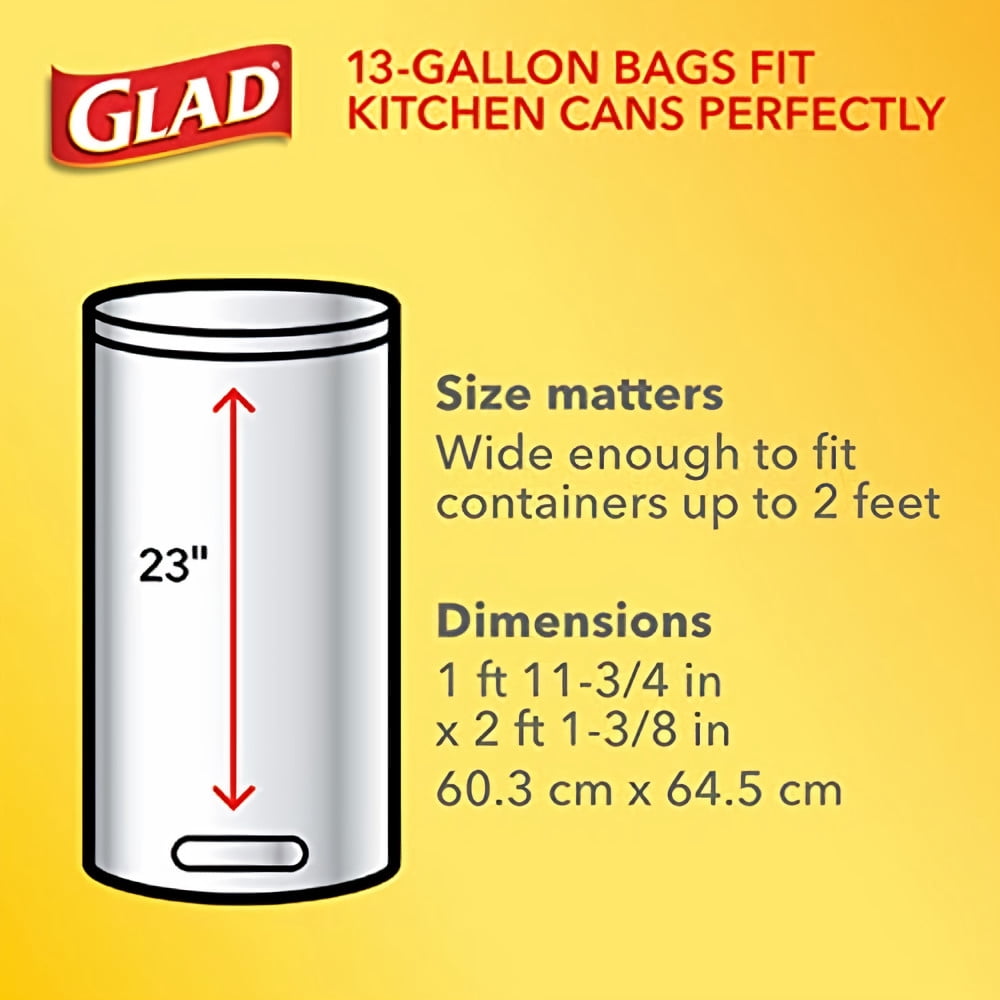 Glad ForceFlex Tall Kitchen Drawstring Garbage Bags 13 Gal Pine-Sol Scent (Pack of 4)