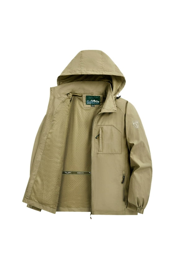 Mens Windproof Jacket Waterproof Lightweight Mountain Sport Coat for Men Hooded Windbreaker Softshell Raincoat for Hiking