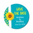 thumbnail image 1 of Darling Souvenir Round 45 Pcs Sunflower Save The Date Stickers Wedding Personalized Bride Groom Names And Date Envelope Seals - Turquoise, 1 of 4