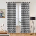 thumbnail image 2 of Geometric Lattice Kitchen Curtains 84 Inch Length, Black Grey Classic Farmhouse Plaid Grommet Top Bedroom Living Room Curtains, Light Filtering Cafe Curtain Drapes 2 Panels Set 84''x84'', 2 of 9