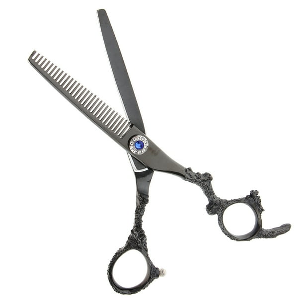 Tijeras de Peluquería Yuyangstore Tijeras de adelgazamiento de cabello acero Inoxidable negro