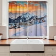thumbnail image 2 of Ambesonne Nature Kitchen Curtains, Winter Season Mountain, 55"x45", Orange White, 2 of 3