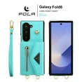 thumbnail image 2 of Allytechgroup Galaxy Z Fold 6 Case Wallet, Shockproof Phone Case with Zipper Pocket and Detachable Crossbody Shoulder Strap Protective Case Cover for Samsung Galaxy Z Fold 6, Cyan, 2 of 14