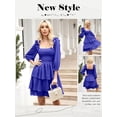 thumbnail image 7 of Xuanfei Women Square Neck Smocked 3/4 Sleeve Tiered Mini Dress, 7 of 7
