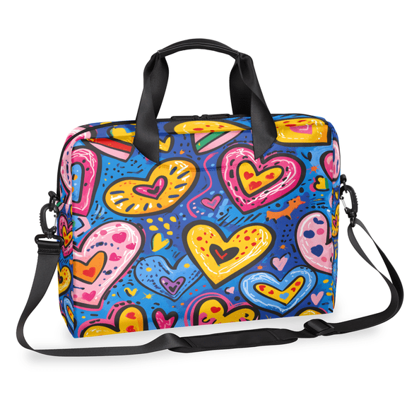 Herdesigns Love Heart Laptop Bag for Women Men, Computer Case Briefcase Messenger Bags, 15-15.6 inch Laptop Sleeve Shoulder Bag