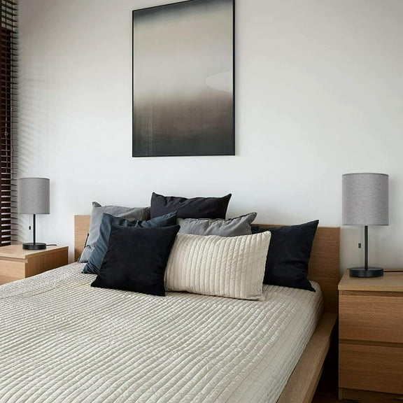 Set of 2 Modern Desk Lamps Pull Chain Nightstand Table Lamp Beside Lamp Bedroom