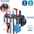 thumbnail image 6 of GYTF Mop and Broom Holder(Gray),16.5 x2.63 x 3.4 in,Rectangular Wall Mount Broom Holder and Garden Tool Organizer, 5 Position 6 Hooks for Home, kitchen, Garden, Tools, Garage, 6 of 8