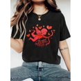 thumbnail image 1 of Happy Valentine's Day Women's Fashionable LOVE Print T-Shirt - Casual Short Sleeve Crew Neck Top - LCamisetas de verano para mujer, manga corta, cuello redondo, casual, lindo, con gráficos, camisetas, 1 of 6