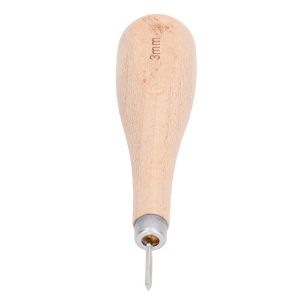 Fugacal 3mm Stitching Awl Profession Ergonomic Awl Tool Sewing With Beech Handle Awl Punch Leather Stitching Awl For Leather Punching Leather