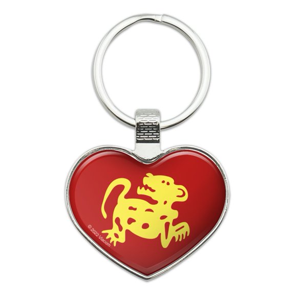 Hidden Temple Red Jaguars Keychain Heart Love Metal Key Chain Ring