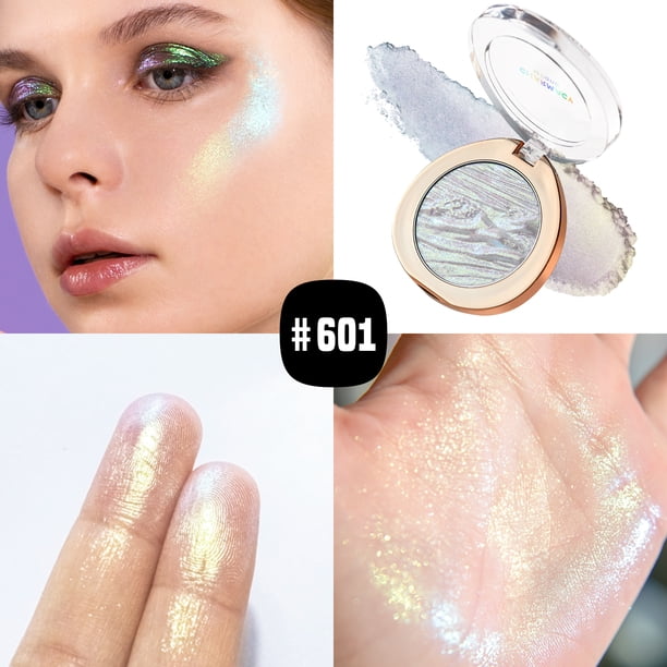 CHARMACY Resaltador con purpurina multicromo de larga duración, fácil de usar, iluminador profesional brillante, maquillaje para mujer, cosmético