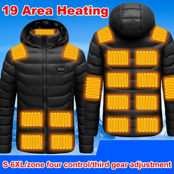 Abrigo calefactor eléctrico Calefacción unisex Cálido 19 zonas para caza deportiva Senderismo (XL) Abrigo calefactor inteligente