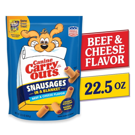 Canine Carry Outs Snausages in a Blanket Chewy Dog Treats, Beef & Cheese Flavor, 22.5 Ounces